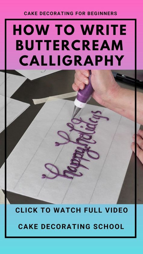 How to write buttercream calligraphy | Cake decorating for beginners, Cake writing, Write name on cake Icing Writing Tips, How To Write With Frosting, Buttercream Writing On Cake, Cake Writing Tutorial, Cake Writing Icing Recipes, How To Write On Cakes Tutorials, How To Write On Cakes With Icing, Cake Writing Tips, Cake Words Writing