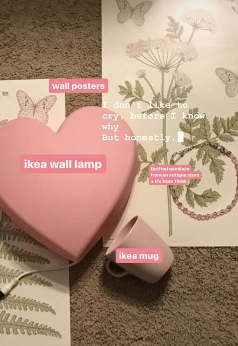 Coquette Room Decor Shein, Coquette Ikea Finds, Room Ideas Aesthetic Lana Del Rey, Lana Del Rey Room Decor, Dorm Room Ideas Lana Del Rey, Ikea Heart, Lana Del Rey Room, Room Decor Coquette Grunge, Ikea Wall Lamp