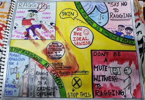 Anti Ragging Drawing, Anti Ragging Posters Ideas For College, Antiragging Posters, Ragging Poster, Anti Ragging Posters, Anti Ragging Posters Ideas, Anti Ragging, Posters Making, College Poster