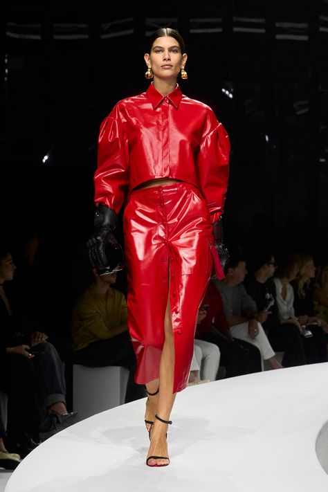 Ferrari Spring 2024 Ready-to-Wear
https://www.vogue.com/fashion-shows/spring-2024-ready-to-wear/ferrari Vinyl Fashion, Shiny Clothes, Spring 2024, Red Fashion, Skirt Outfits, Leather Fashion, Classy Outfits, Ferrari, Swift