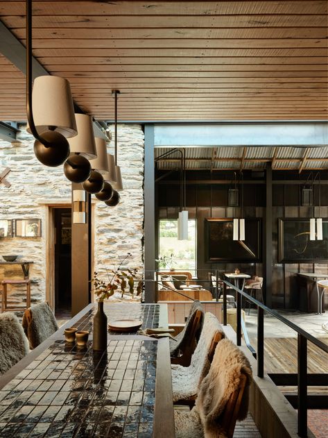 Woolshed, Ayrburn | Alexander &CO. Arrowtown New Zealand, Pub Design, Architecture Concept, Ceiling Light Design, The Local Project, Cabin Life, Smart Design, Concept Architecture, Dining Space