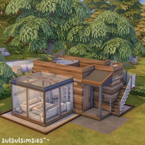 Dims 4 House Ideas, Sims 4 Pool Ideas Base Game, Sims Rental Ideas, The Sims 4 Houses Ideas Base Game, Small House The Sims 4, Sims Home Ideas, Sims Small House, Sims 4 Tiny House Ideas, Case The Sims 4