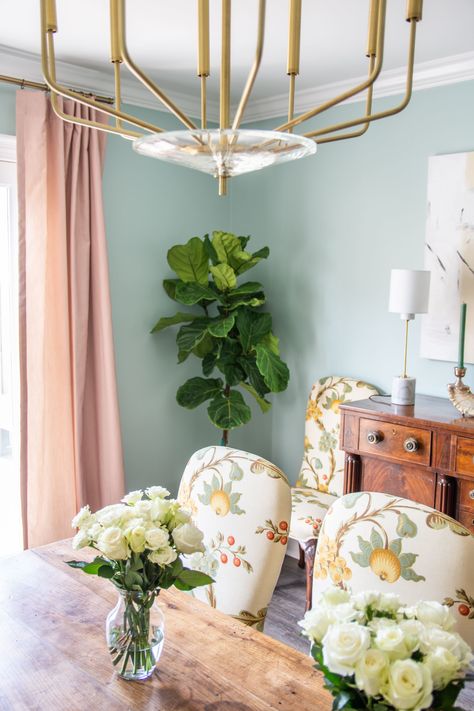 Clare Headspace, Dining Room Paint Color, Airy Dining Room, Dining Room Transformation, Dining Room Paint Colors, Blue Green Paints, Green Dining Room, Transitional Dining Room, Transitional Dining