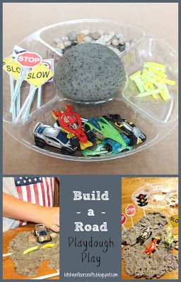 Kitchen Floor Crafts: Build-A-Road Playdough Play People Who Help Us Playdough, Transportation Playdough, Sand Kits, Playdough Ideas, Preschool Transportation, Dough Ideas, Transportation Activities, Funky Fingers, People Who Help Us