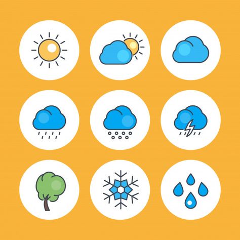 Weather Illustration, Weather Stickers, Icons Colorful, Hand Art Kids, Phone Pictures, Weather Icon, Pencil Work, Weather Icons, Etsy Ideas