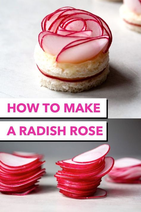 Radish Roses, High Tea Sandwiches, Hot Tea Recipes, Tea Sandwich, Tea Sandwiches Recipes, Party Sandwiches, Tea Snacks, Charcuterie Inspiration, Tea Party Food