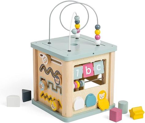 Amazon.com: Bigjigs Toys 100% FSC® Certified Activity Cube : Toys & Games Activity Cube Baby, Fine Motor Development, Baby Activity Center, Motor Development, Cube Toy, Activity Cube, Educational Toys For Toddlers, Manhattan Toy, Activity Centers