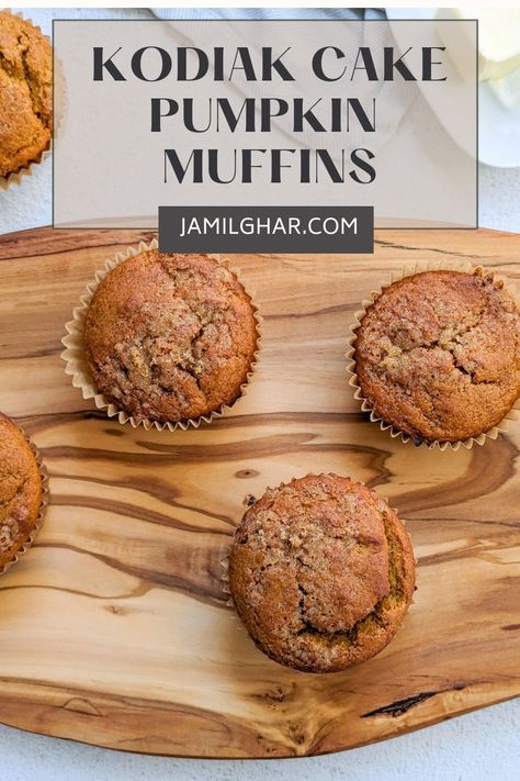 Fall-spiced Kodiak Cakes pumpkin muffins are an easy-to-make breakfast or healthy snack. Plus, they're perfect for meal prep. Bariatric Pumpkin Muffins, High Protein Pumpkin Muffins Kodiak, Kodak Pumpkin Muffins, Pumpkin Kodiak Cakes Muffins, Pumpkin Muffins With Kodiak Cakes, Pumpkin Muffins Kodiak Cake, Kodiak Biscuits, Pumpkin Muffins With Applesauce, Protein Kodiak Muffins