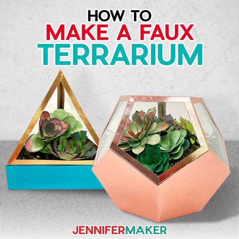 DIY Faux Terrarium with Succulents for Your Home Faux Terrarium, Cricut Scoring Stylus, Plastic Store, Floating Ornaments, Jennifer Maker, Paper Succulents, Trending Crafts, Blue Words, Crafts Workshop