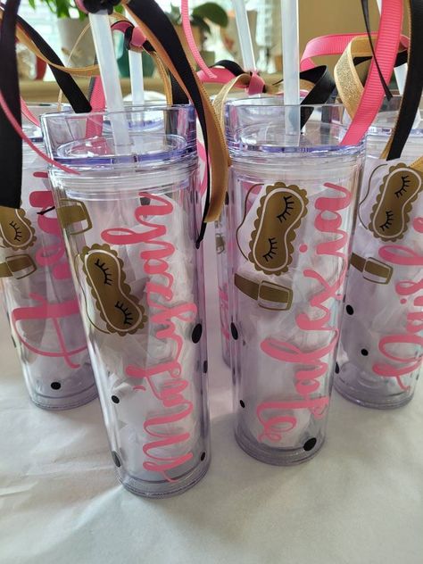 Slumber Party, Personalized Skinny Tumbler, Birthday gift, Sleep Over gift, Party Favor, spa party, Finger nail polish, slumber party fun Adult Slumber Party, Slumber Party Favors, Birthday Sleepover Ideas, Slumber Party Birthday, Girls Slumber Party, Birthday Things, Girl Spa Party, Sleepover Birthday Parties, Spa Birthday Parties