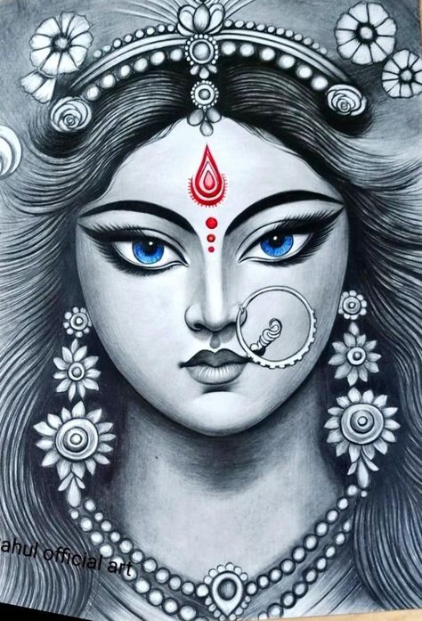 Durga Devi Pencil Sketch, Durga Matha Drawings, Durga Maa Pictures Drawing, Durga Devi Sketch, Durga Sketch Pencil, Durga Maa Paintings Face, Durga Maa Drawing Sketch, Goddess Durga Sketch, Mataji Drawing