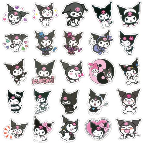 Sanrio Stickers Kuromi, Kuromi Stickers Printable Sheet, Hello Kitty Stickers Free Printable, Kurumi Sticker, Sticker Set Free Printable, Kuromi Stickers Printable, Sanrio Stickers Printable, Printable Vintage Stickers, Printable Cute Stickers