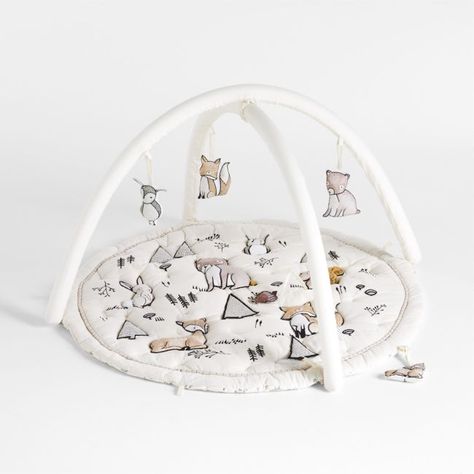 Our Woodland Animals Baby Activity Gym Play Mat lets little explorers visit a friendly forest without leaving the nursery. Squeakers and a mix of textures stimulate your baby's senses, while soft cotton construction makes sure this is one comfy playtime hike. Four animal-shaped rattles attach to the mat or hang from the removable padded bar to encourage babies to play and learn as they hit new milestones from tummy time to sitting independently.Get ideas for items to add to your baby registry. Baby Activity Chair, Activity Chair, Tummy Time Toys, Baby Tummy Time, Baby Activity Gym, 1 Samuel 1 27, Baby Crib Quilt, Baby Activity, Activity Gym