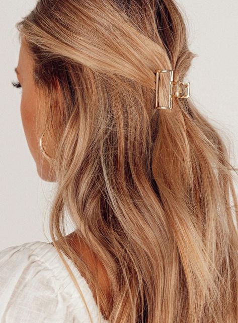 Hair clip Claw design Gold toned hardware Length: 4cm / 1.57” #hairstyle #hairstyles #hair Gold Hair Clips, Clip Hairstyles, Long Blonde, Claw Clips, Long Blonde Hair, Gold Hair, Buy Now Pay Later, Aesthetic Hair, Hair Dos