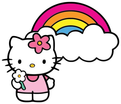 Hello Kitty Rainbow, Hello Kitty Imagenes, Hello Kitty Printables, Hello Kitty Tattoos, Hello Kitty Bow, Hello Kitty Images, Kitty Coloring, Hello Kitty Themes, Cat Birthday Party