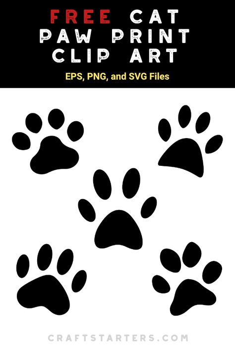 Cat Paw Print Svg Free, Cat Svg Free, Paw Print Silhouette, Paw Print Clip Art, Paw Stencil, Paw Print Image, Centre Parks, Dog Memorial Tattoos, Cat Template