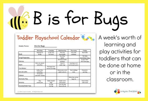 Crayon Freckles: Toddler Playschool: B is for Bugs Lesson Plan {free printable} Toddler Calendar, Apple Lesson Plans, Farm Lessons, Fun Lesson Plans, Apple Lessons, Animal Lessons, Kids Going To School, Toddler Lessons, Lesson Plans For Toddlers