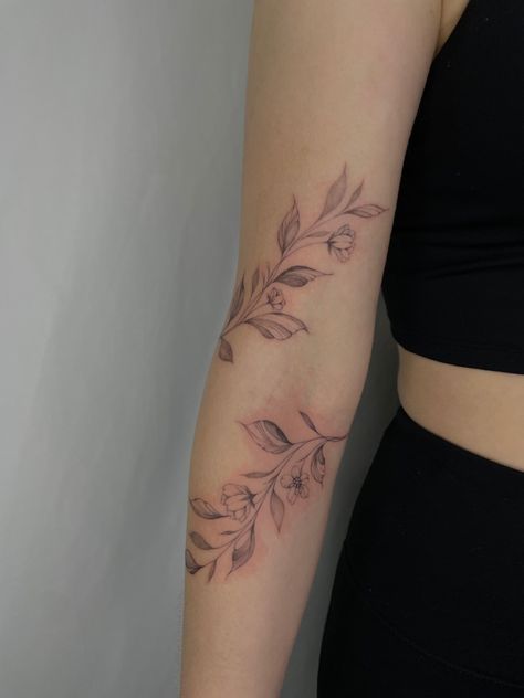 Cherry Blossom Tattoo Wrap Around Wrist, Cherry Blossom Tattoo Around Arm, Cherry Blossom Vine Tattoo Arm, Cherry Blossom Wrapped Around Arm Tattoo, Cherry Blossom Arm Wrap Tattoo, Flower Chain Tattoo Arm, Cherry Blossom Wrap Tattoo, Cherry Vine Tattoo, Cherry Blossom Vine Tattoo