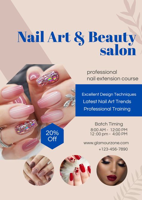 Nail Salon Flyer, Salon Flyer Design, Business Flyer Design, Latest Nail Art, Creative Poster Design, Art Trends, Creative Posters, Nail Extensions, Professional Nails