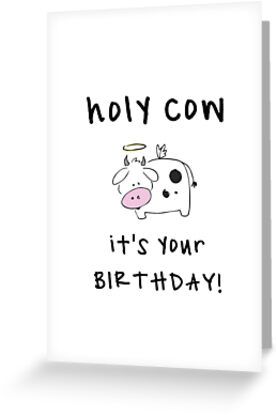 4" x 6" cards for every occasion. Digitally printed on heavyweight stock. Uncoated blank interior provides a superior writing surface. Comes with a kraft envelope. Additional sizes are available. Adorable cow with text, "Holy Cow, it's Your Birthday!", hand drawn and digitally colored. Simple, yet perfect as a birthday gift! Cute Cards For Birthday Diy, Fun Homemade Birthday Cards, Cute Cow Birthday Card, Birthday Cards Simple Handmade, Pun Bday Cards, Handmade Card Birthday, Postcard For Birthday, Cute Birthday Cards Printable, Funny Cards For Birthday