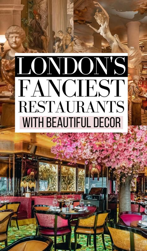 Looking for the most opulent, dramatic, aesthetic restaurants in London with statues and columns? These are all the fancy restaurants in Central London, from Mayfair to Bloomsbury, with beautiful decor and really instagrammable interiors! london food guide | best restaurants in london | fine dining in london | best places to eat in london | best things to do in central london | hidden gems in london | hidden food gems in central london | best restaurants in mayfair | beautiful restaurants london London Restaurants Interior, London Fancy Restaurant, Best Restaurant In London, London Restaurants With A View, London Restaurants Aesthetic, Fancy Restaurant Interior, Fancy Restaurant Aesthetic, London Night Life, Best Restaurants London