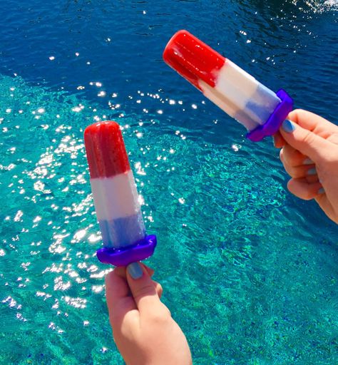 Red White Blue Popsicles Red White Blue Ice Cream, Blue Popsicles, Graduation Food, Americana Aesthetic, Popsicle Molds, Blue Food, Vanilla Coconut, Food Dye, Your Shopping List