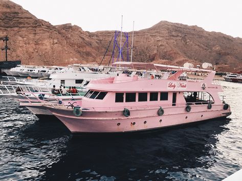 #pink #yacht #sea Pink Yacht Aesthetic, Pink Yacht, Pink Objects, Pink Vehicles, Dream Yacht, Brittany Miller, Yacht Aesthetic, Pink Motorcycle, Pink Jeep