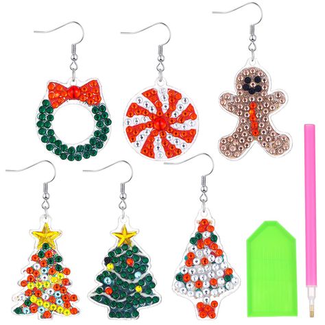 Bead Snowman, Painting Earrings, Diy Jul, Christmas Diamonds, Diy Party Favors, Earring Kit, Jewelry Making Kits, Jewelry Making Earrings, Costume Fashion