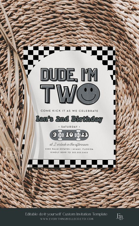 Two Cool Dude Birthday, Skateboard First Birthday, 2 Rad Birthday, Boys Birthday Party Theme, Two Rad Birthday Party Boy, Two Rad Birthday Party, 2nd Birthday Ideas For Boys, Baby Boy 2nd Birthday Ideas, 2 Cool Birthday Party Boy