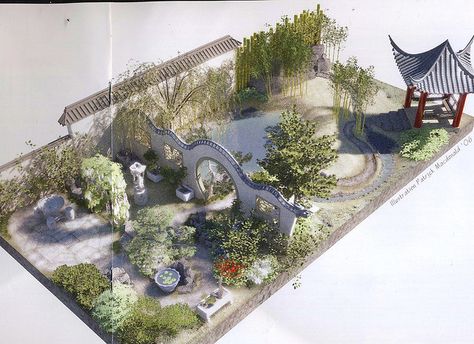 Plan for the Chinese Moongate Garden - Chelsea 2007 by UGArdener, via Flickr Moongate Garden, Reka Bentuk Landskap, Chinese Garden Design, Casa Dos Hobbits, Chinese Courtyard, China Garden, Pelan Rumah, Moon Gate, Teapot Design