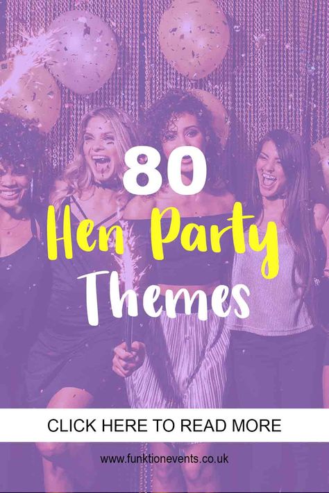 No bachelorette party is complete without a hen party theme. CLICK THROUGH to see a collection of hen party themes perfect for any bachelorette party! #henpartythemes #hendothemes #partythemes #hendoideas #henpartyactivities #henparty #hendo #henpartyideas #henpartyplanning Themes For Hens Party, Hens Party Dress Theme, Hen Themes Outfits, Hens Party Ideas Themes Decoration, Themed Hens Party, Hen Do Fancy Dress Ideas, Hen Do Themes Outfits, Hen Do Theme Ideas, Hen Party Ideas Themes