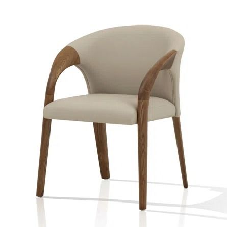 George Oliver Jovetta Arm Chair Dining Chair | Wayfair Modern Wood Dining Table, White Upholstered Chair, Modern Wood Dining Chair, Minimal Dining, Organic Contemporary, Wood Dining Table Modern, Chairs Dining Room, Contemporary Dining Chairs, Nursery Furniture Sets