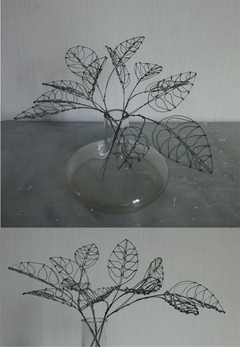 Wire Leaves, Sculptures Sur Fil, 3d Pen Art, Art Fil, Hantverk Diy, Wire Art Sculpture, Wire Diy, Art Wire, Wire Trees