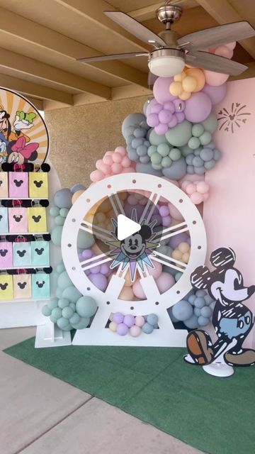 𝐵𝓎 𝒜𝓈𝒽𝓁𝑒𝓎 on Instagram: "Disneyland theme 1st birthday party!   Minnie & Mickey made this party special…  #birthday #birthdaygirl #birthdayparty #1stbirthday #disneyworld #disneyland #disneytheme #disneylandparty #disneydecor #mickeymouse #minniemouse #DisneylandFerriswheel #event #eventplanner #eventdesign #eventdecor #eventstyling #tucsonarizona #tucsonballoons #balloon #balloongarland #balloondecor #balloondecoration #balloonstylist #props #treatstand #disneycharacters #backdrop #backdropdecoration #disneygram" Disneyland Birthday Theme Ideas, Disneyland Birthday Photoshoot, Retro Disney Party, Retro Disney Birthday Party, Disneyland Pastel Birthday, Disney Balloon Arch, Disneyland Party Centerpieces, Disneyland Backdrop, Disneyland Theme Baby Shower Ideas