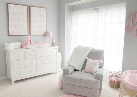 Floral Nursery Ideas, Baby Girl Floral Nursery, Gray Nursery Girl, Pink And Gray Nursery, Girls Nursery Floral, Girl Nursery Pink, Nursery Pink