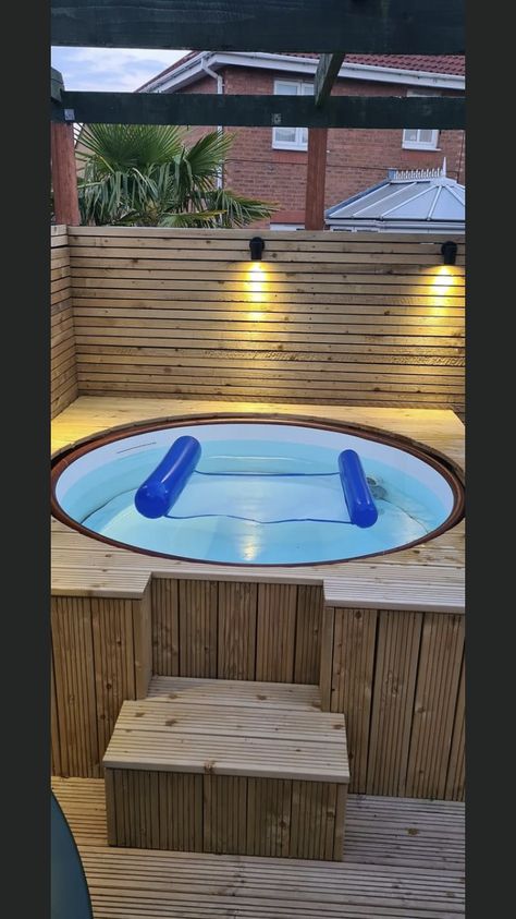 Lay Z Spa Surround Ideas, Lay Z Spa Garden Ideas, Lazy Spa Surround Ideas, Lazy Spa Garden Ideas, Inflatable Hot Tub Surround Diy, Inflatable Jacuzzi, Swim Spa Deck, Stock Tank Hot Tub, Lazy Spa