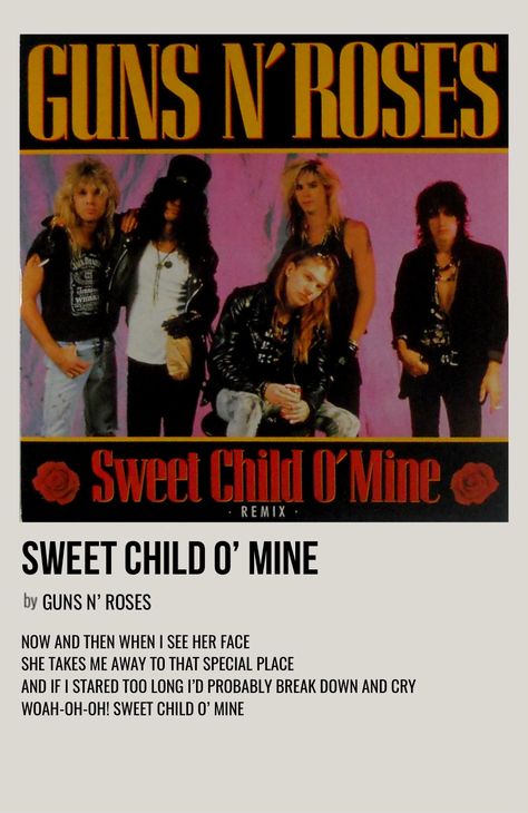 Rock Polaroid Poster, Rock Bands Posters, Slash Poster, Polaroid Songs, Song Prints, Song Posters, Minimalist Music, Sweet Child O' Mine, Rock Band Posters