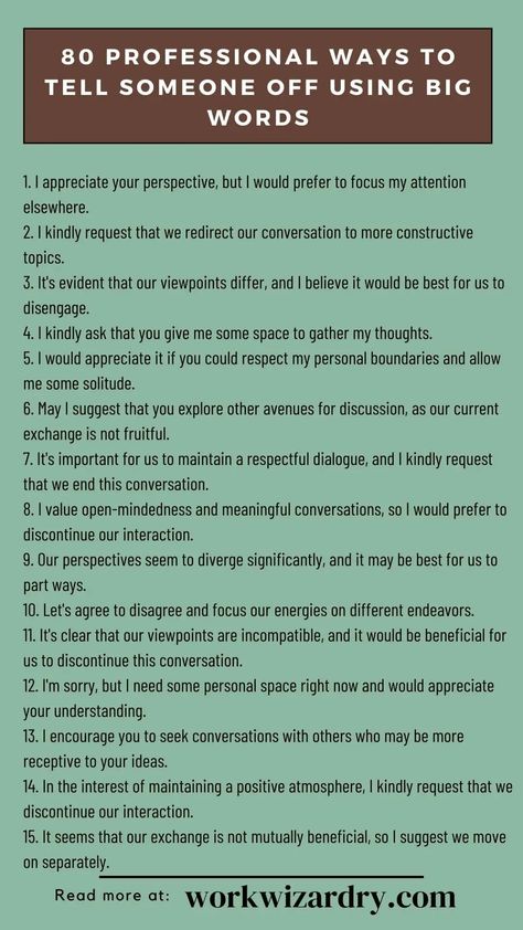 How to tell someone off using big words? (80 Examples with professional tips) 4 Business Writing Skills, Make Him Obsessed, Good Leadership Skills, Job Advice, Professional Tips, Work Skills, Business Writing, Infj Personality, Good Vocabulary Words