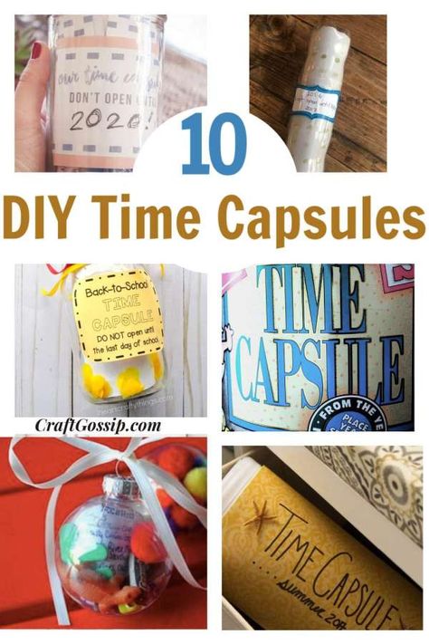 Time capsules are a fun family or couples project that can be used in many ways – make one to open on your child’s 18th birthday, on your 10th anniversary, or just 15 years in the future! The possibilities are … Read More... 10 Year School Anniversary Ideas, Making A Time Capsule, Diy Time Capsule Container, How To Make A Time Capsule, Time Capsule Ideas For Teens, Diy Time Capsule, Make A Time Capsule, Time Capsule Ideas, Fun Mom