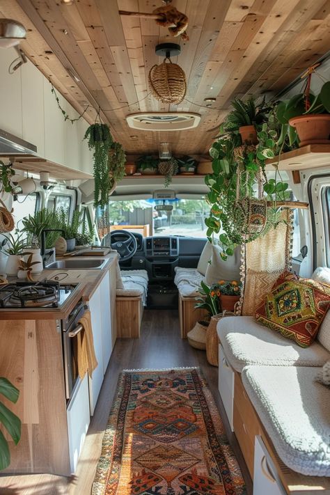 59 Hippie Camper Van Designs - TastyInteriors Cute Trailer Decor, Camping Van Interior, Bohemian Rv Interior, Retro Van Interior, Converted Vans To Campers, Converted Camper Van, Travel Van Ideas, Live In Van, Living In Van