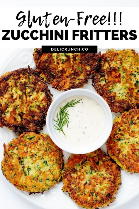 crispy and gluten-free, zucchini fritters are best serve as either appetizer or main dish Zucchini Patty, Gluten Free Zucchini Recipes, Crispy Zucchini Fritters, Easy Zucchini Fritters, Zucchini Patties, Zucchini Fritters Recipe, Fritters Recipe, Healthy Zucchini, Easy Zucchini