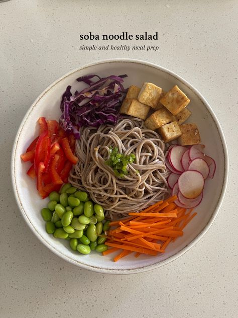 cold soba noodle salad recipe with sesame ginger dressing | TikTok  healthy cold soba noodle salad recipe healthy meal prep recipes for summer Cold Soba Noodle Salad, Soba Noodle Recipe, Almond Daughter, Noodles Salad, Soba Noodles Recipe, Soba Noodle Salad, Healthy Meal Prep Recipes, Cold Soba, Sesame Ginger Dressing