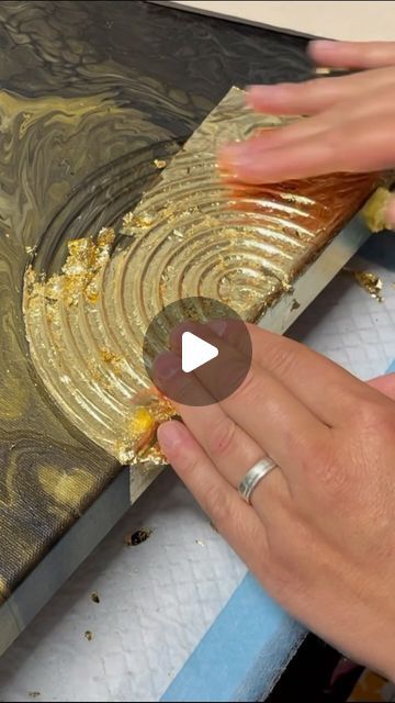 Leather On Canvas Art, Painting With Gold Leaf Acrylics, Texture Art With Gold Leaf, Abstract With Gold Leaf, Textured Art With Gold Foil, Applying Gold Leaf To Canvas, Gilding Flakes Ideas, Textured Art With Gold Leaf, Using Gold Leaf In Paintings