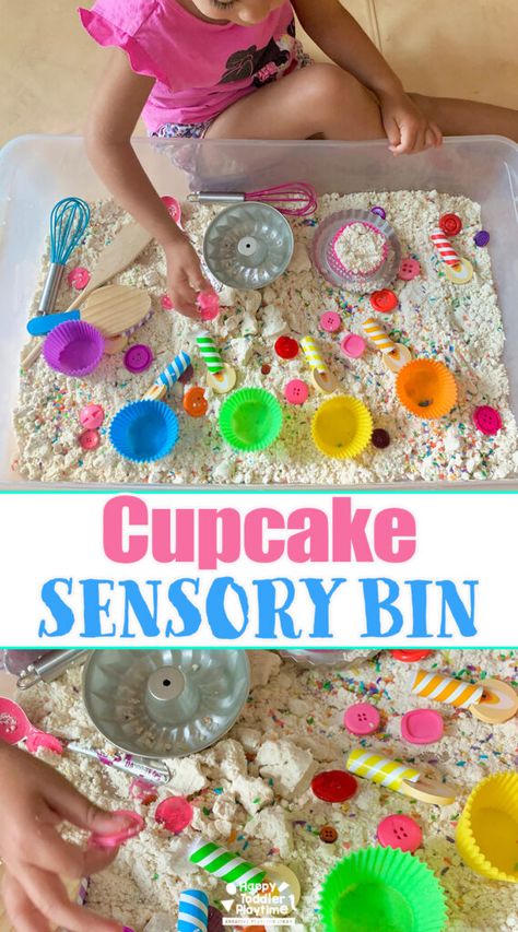 Celebration Sensory Bin, Muffin Sensory Bin, Bead Sensory Bin, Friends And Family Sensory Bin, Laura Numeroff Sensory Bin, Sensory Bin With Oats, Bakery Sensory Play, Sand Sensory Bin Ideas, 2 Year Sensory Bin Activities