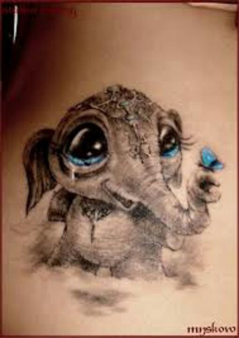 Elephant blue tears Baby Elephant Tattoo, Realistisches Tattoo, Tier Tattoo, Elephant Images, Kunst Tattoos, Incredible Tattoos, Парные Тату, Geniale Tattoos, Elephant Trunk