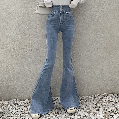 Blue Bell Bottoms Outfit, Blue Bell Bottoms, Bell Bottom Pants Outfit, Bottoms Outfit, Bell Bottoms Outfit, Blue Bell, Bell Bottom Pants, Flared Jeans, Long Blouse