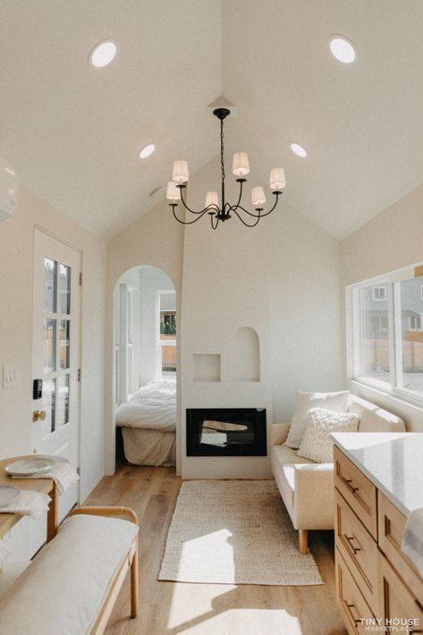 Gorgeous Tiny House with Arches & First Floor Bedroom Tiny House Talk, Tiny House Interior Design, Tiny House For Sale, Tiny House Listings, Tiny House Floor Plans, Modern Tiny House, Tiny Houses For Sale, Tiny House Interior, Tiny House Cabin