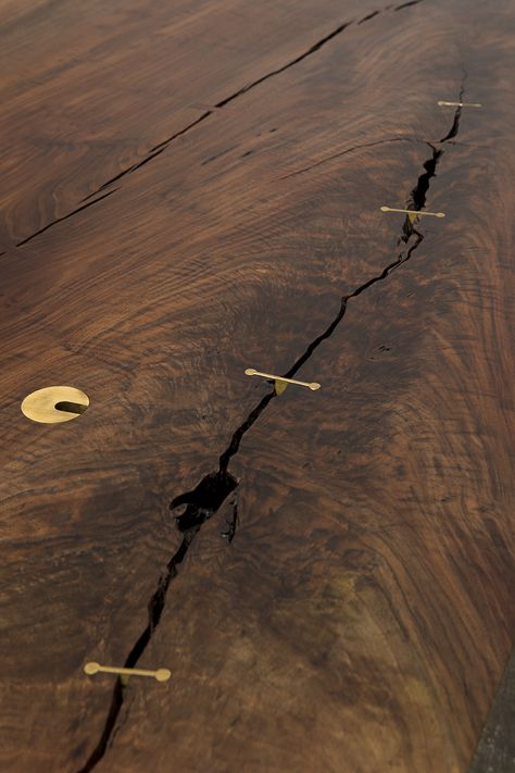 Cast Bronze Edge Table - No.1. Live edge Claro Walnut slab desk — Taylor Donsker Design وابي سابي, Wood Table Design, Woodworking Furniture Plans, Esstisch Modern, Wood Joints, Its A Mans World, Built In Bookcase, Live Edge Table, Furniture Details