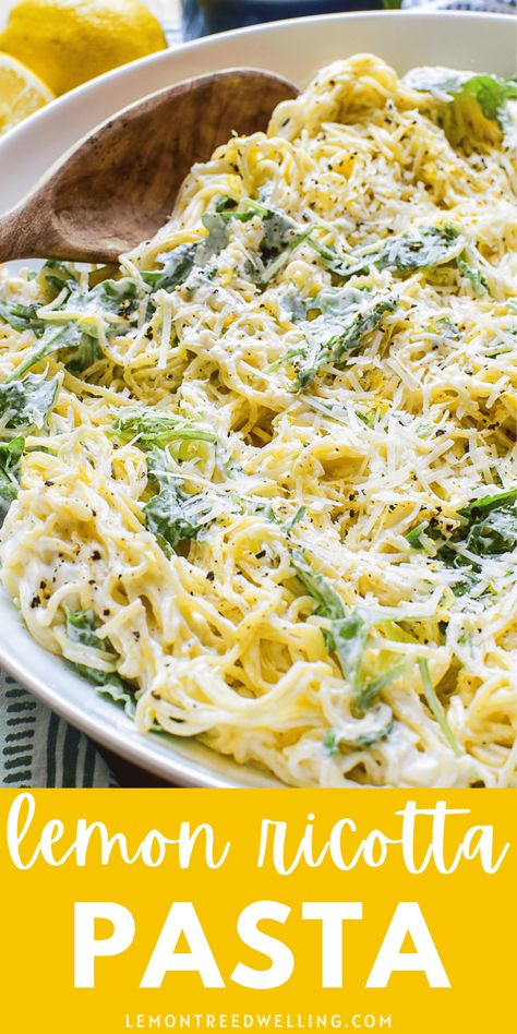 Lemon Ricotta Pasta, Spring Pasta, Dinner Recipes For Two, Ricotta Recipes, Ricotta Pasta, Recipes For Two, Lemon Ricotta, Lemon Pasta, Yummy Pasta Recipes