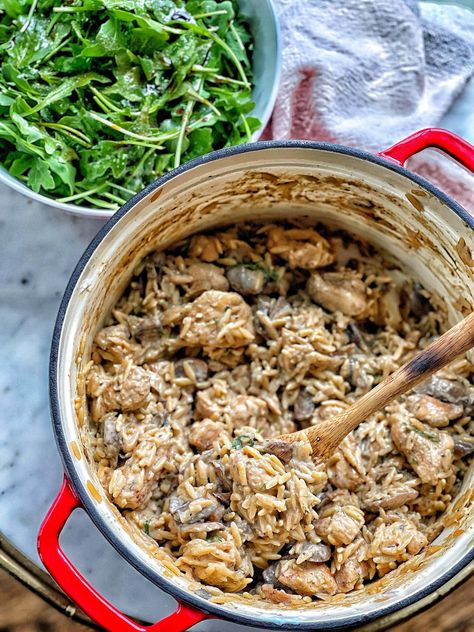 Meal Prep Recipes - Page 2 of 15 - Healthier Meal Prep Recipes - Sweet Savory and Steph Chicken And Mushroom Orzo, Sweet And Savory Steph, Sweet Savory And Steph, Chicken Marsala Pasta, Mushroom Orzo, Chicken With Prosciutto, Cookbook Club, Ww Food, Chicken And Mushroom